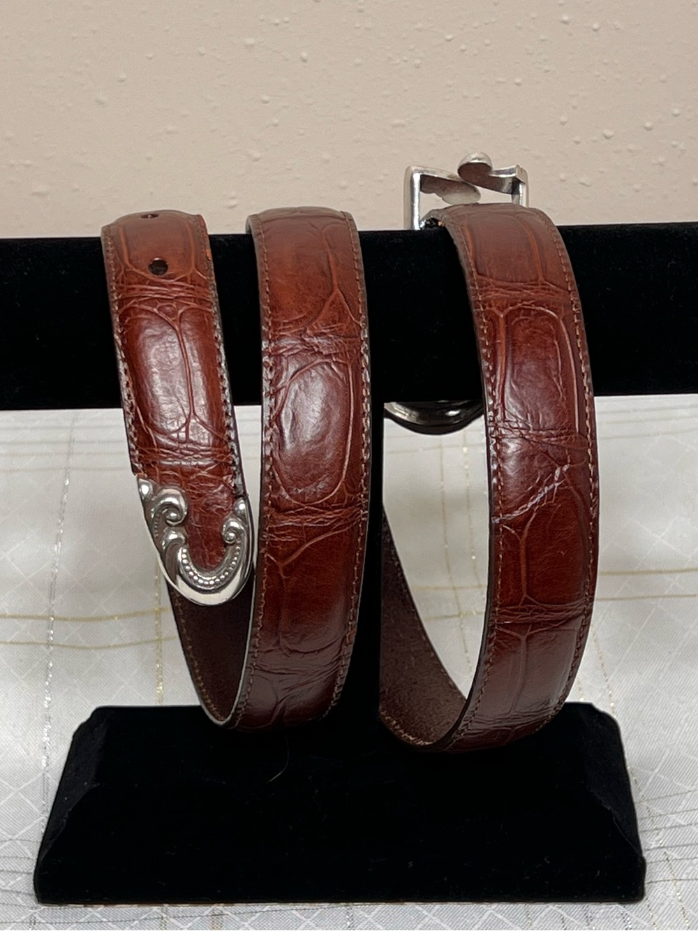Brighton Womens Belt Size Large 38” Long Brown Croc Embossed Leather - Picture 6 of 6